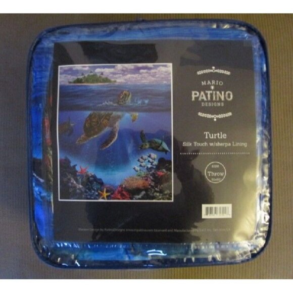 New Honu Sea Turtle Plush Fleece Throw Gift Blanket Sherpa Coral Reef Turtles - Picture 6 of 6